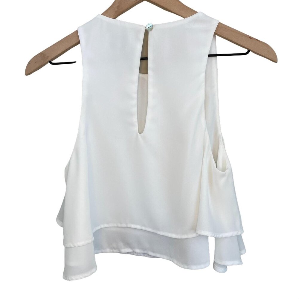 Show Me Your Mumu white crisp King ruffle sleeveless crop top small MSRP 96 - Picture 4 of 12